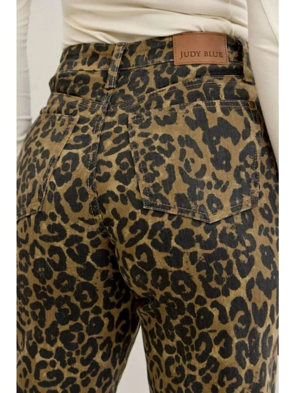 Judy Blue Womens Retro Wide Leg Leopard High Waist Jeans Size 16W Brown AN NWOT - Picture 4 of 12